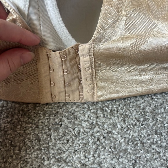 Cacique Tan Floral Lace Lightly Line Balconette Bra Adjustable Straps 42F - Picture 12 of 14